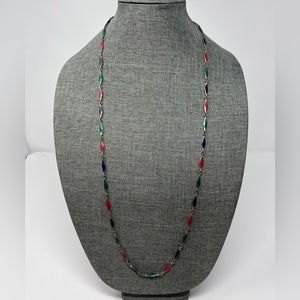 Multi Colored Metallic Long Necklace, business casual,‎ work, office, boho